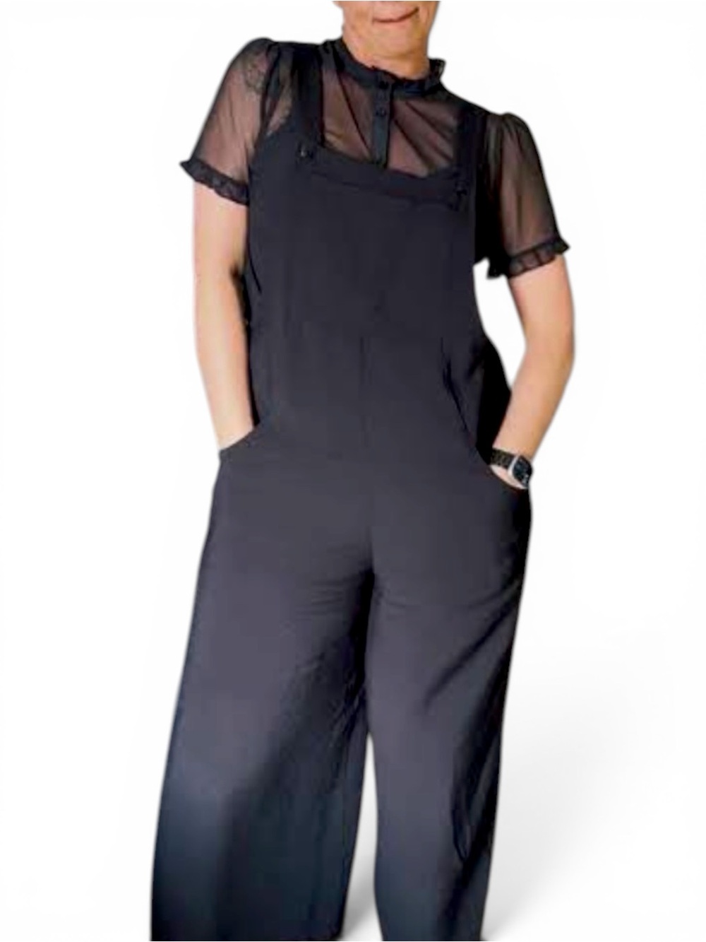 Foxblood M Black Wide-Leg Overall Jumpsuit